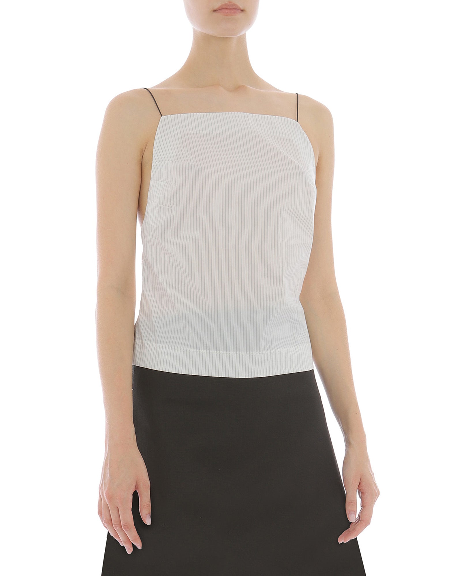 PHILOSOPHY Top in Taffetas Rigato Bianco