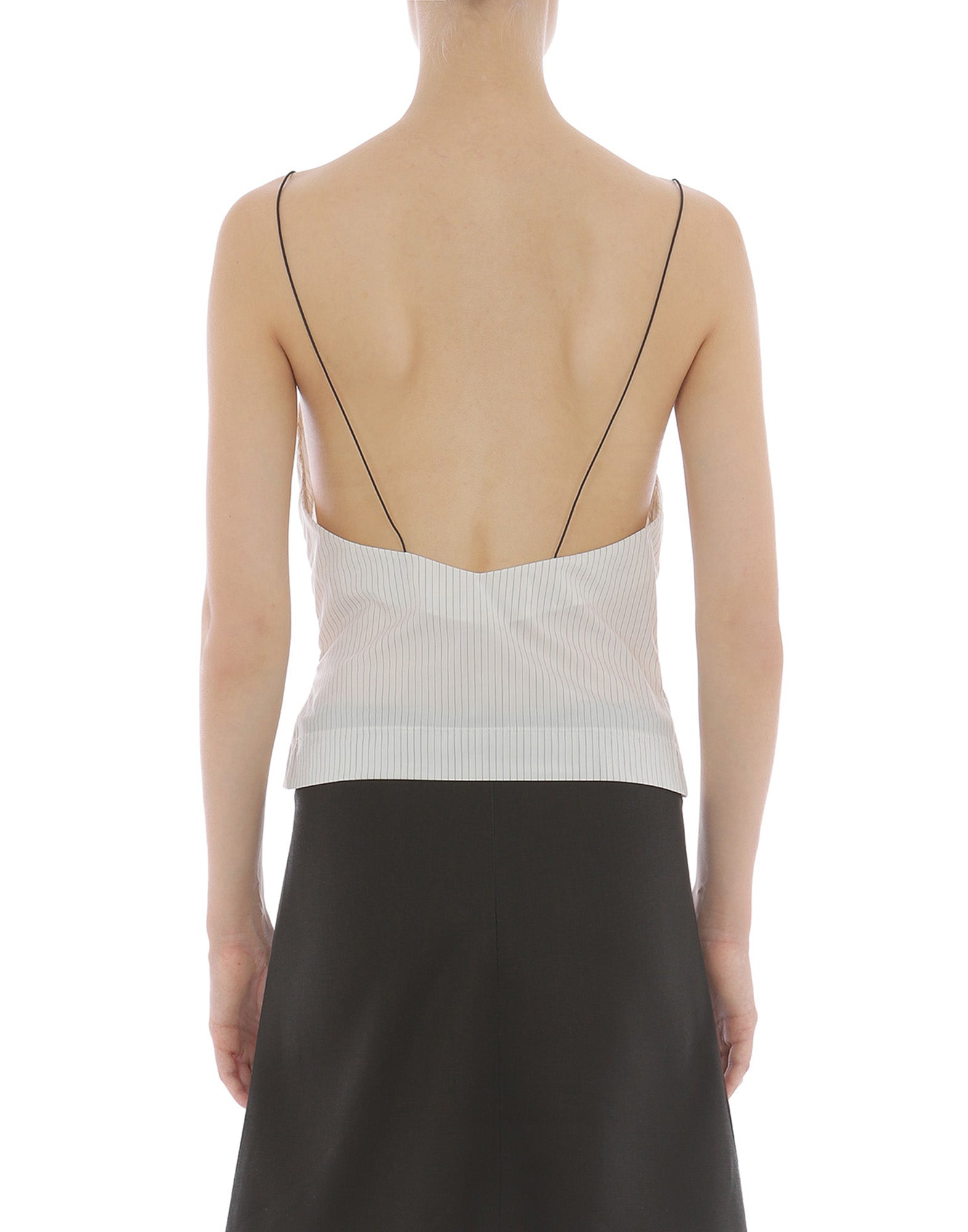 PHILOSOPHY Top in Taffetas Rigato Bianco
