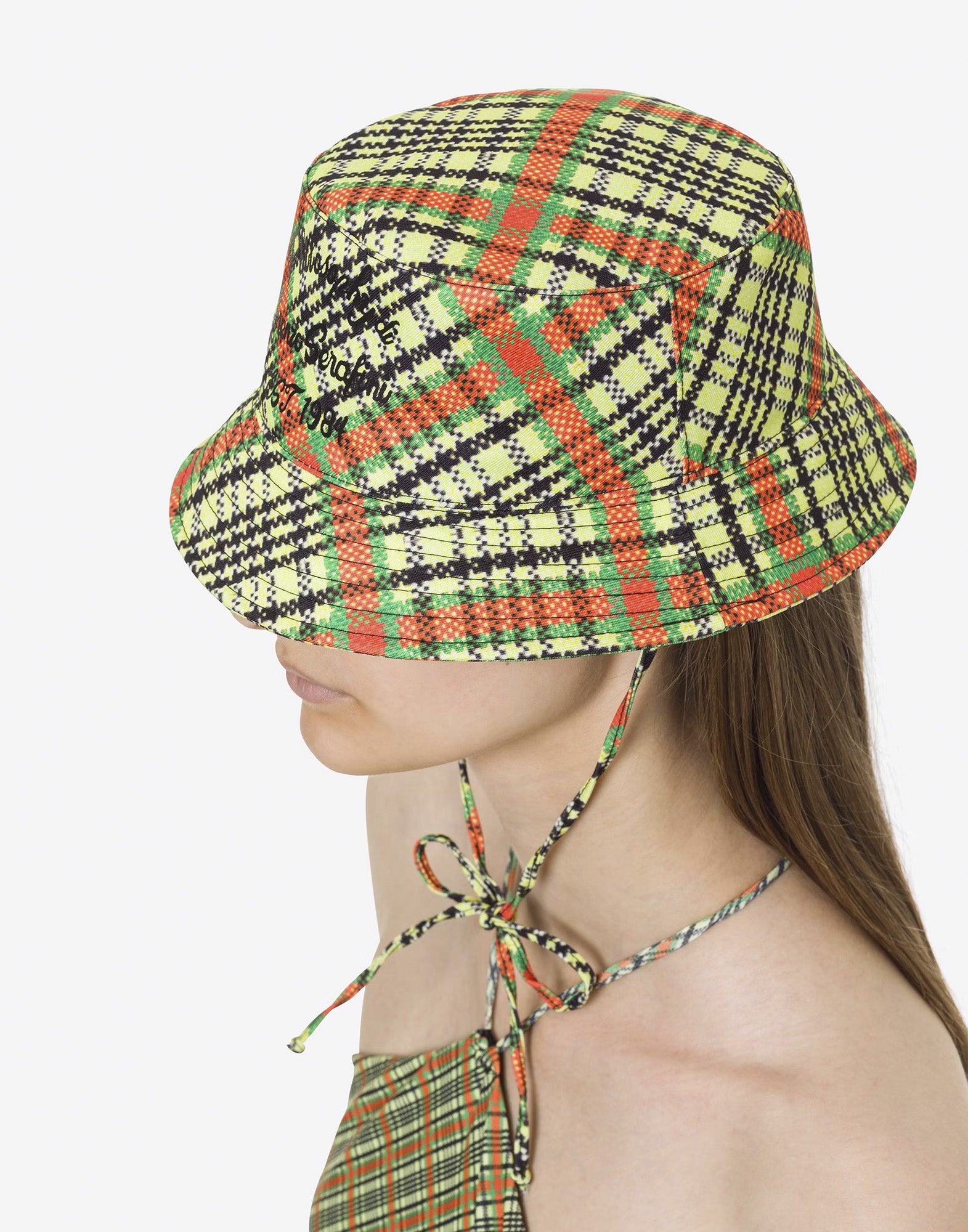 PHILOSOPHY Cappello beachwear con stampa Check