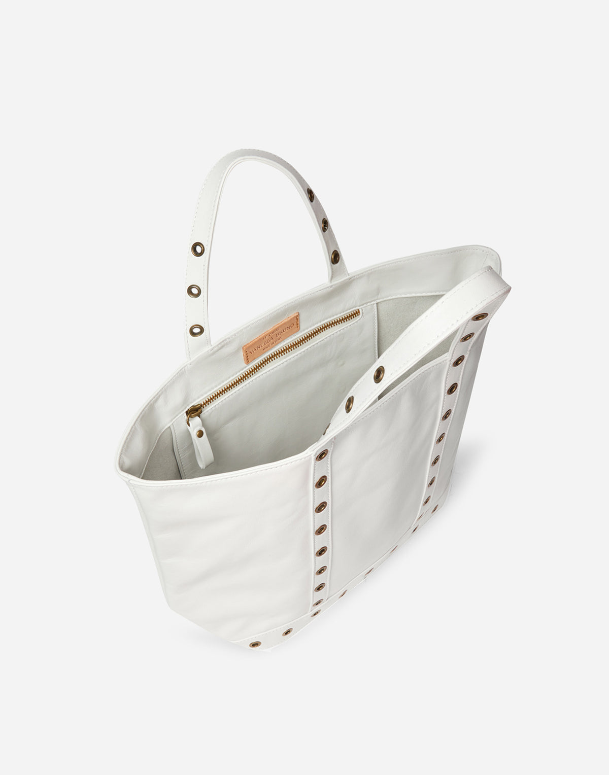 VANESSA BRUNO Sac Cabas M en cuir froissé blanc