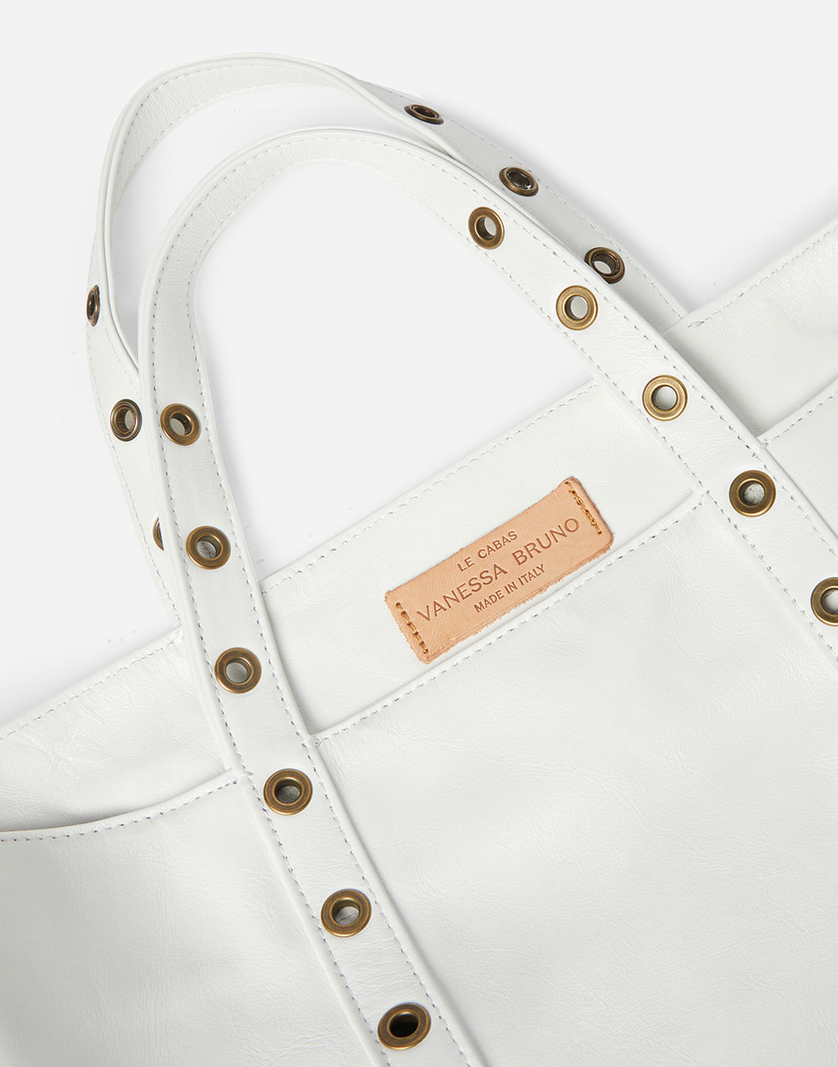 VANESSA BRUNO Sac Cabas M en cuir froissé blanc