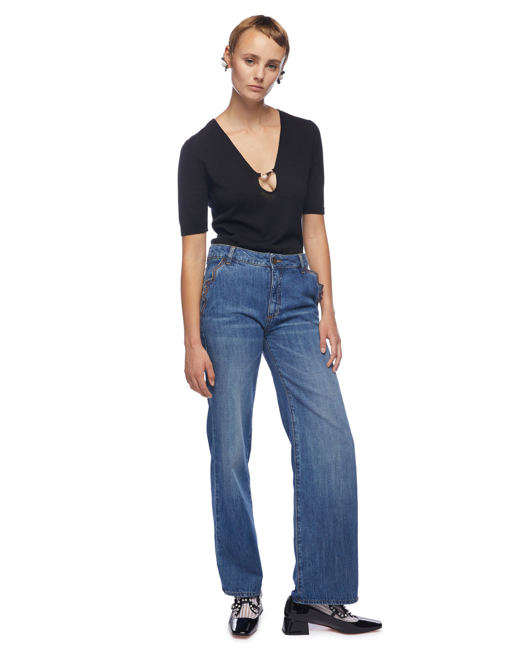 VIVETTA Denim Regular con Profilo Ricamato