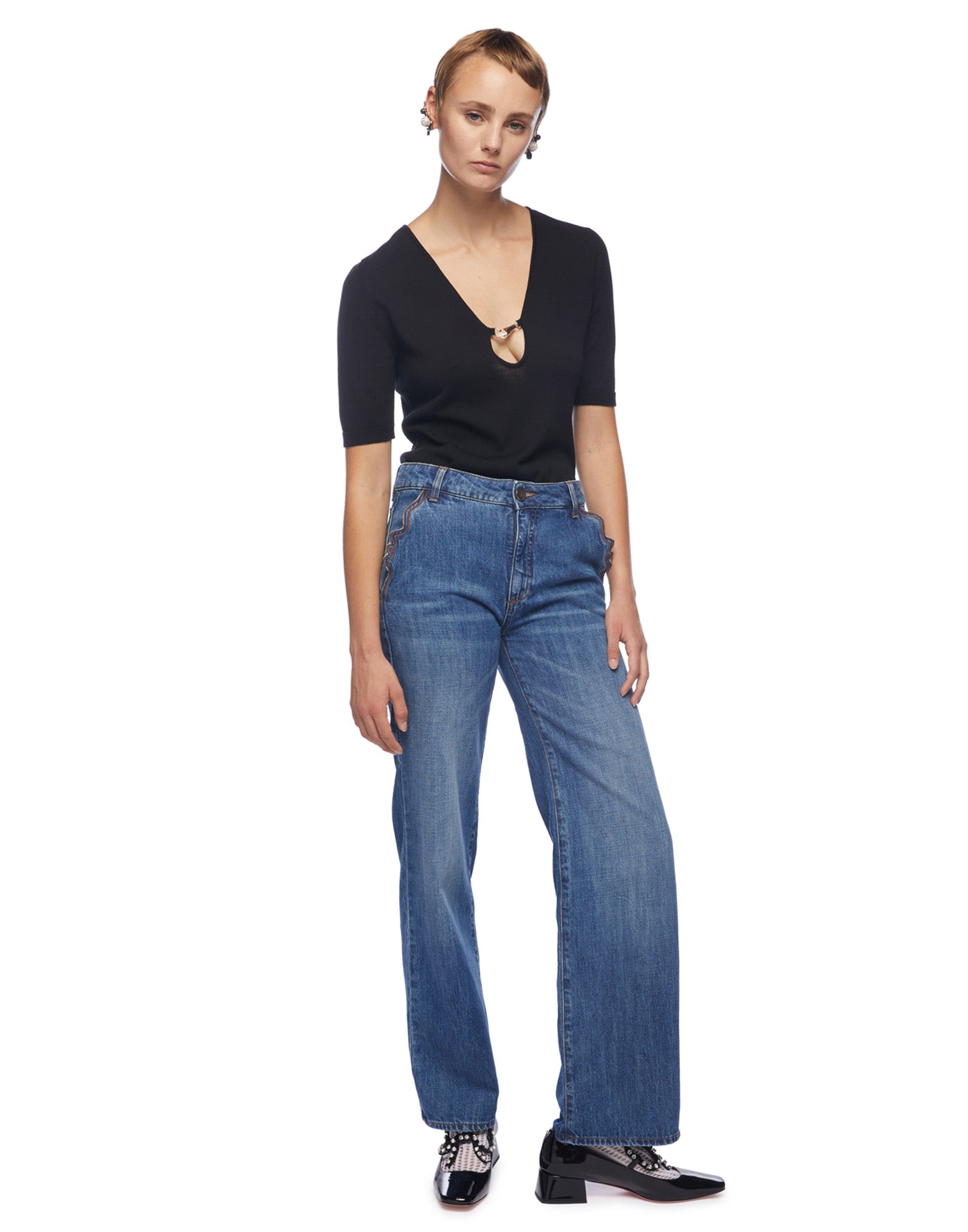 VIVETTA Denim Regular con Profilo Ricamato