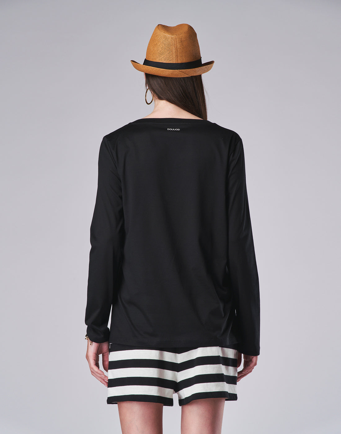 DOUUOD T-shirt Manica Lunga Tinta Unita