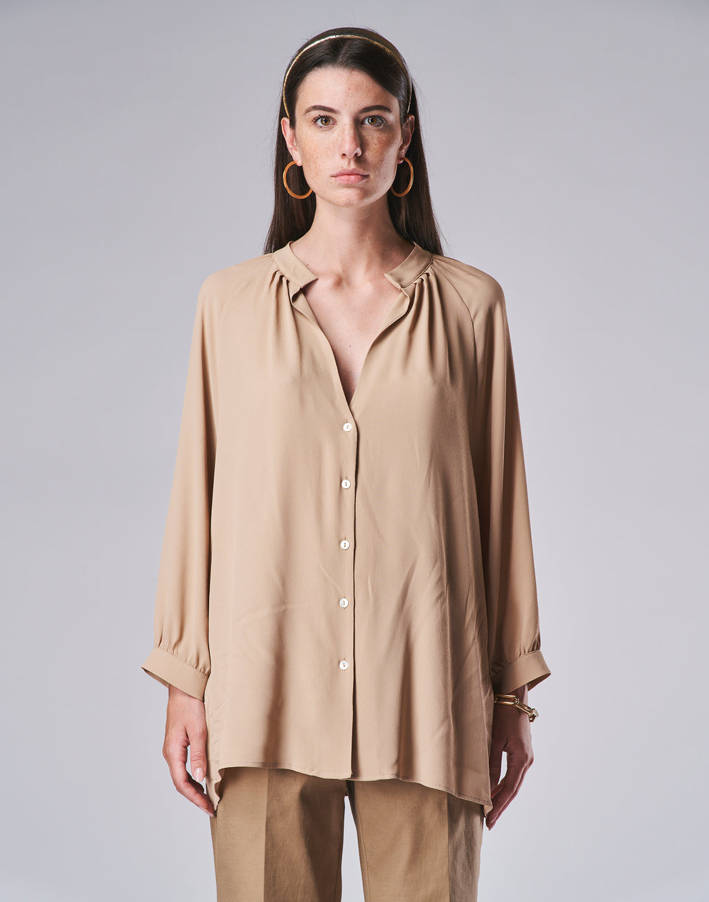 Silk Blend Shirt with Rouge