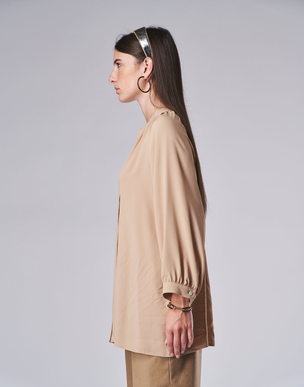 Silk Blend Shirt with Rouge