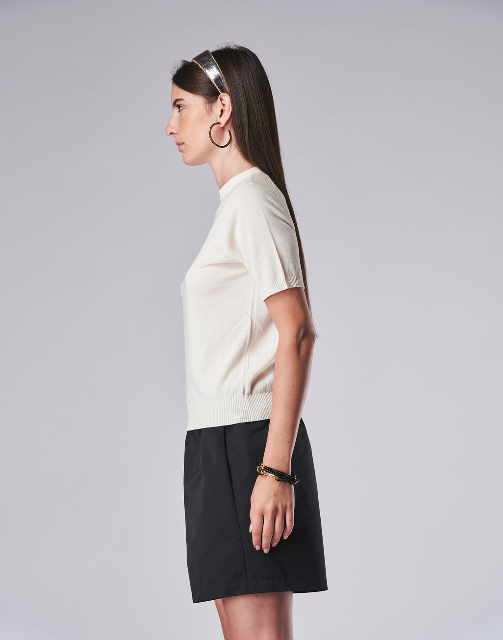 Cotton-silk Short Sleeve Sweater