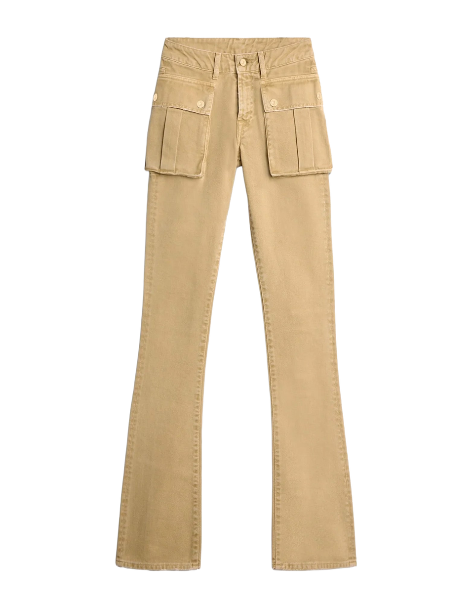 7 FOR ALL MANKIND Cargo Low Skinny Boot Pantaloni in Canvas Beige