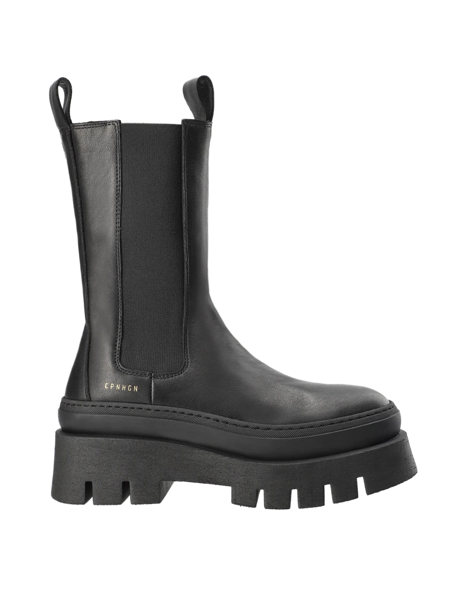 COPENHAGEN Chelsea Boots Platform in Pelle Nera