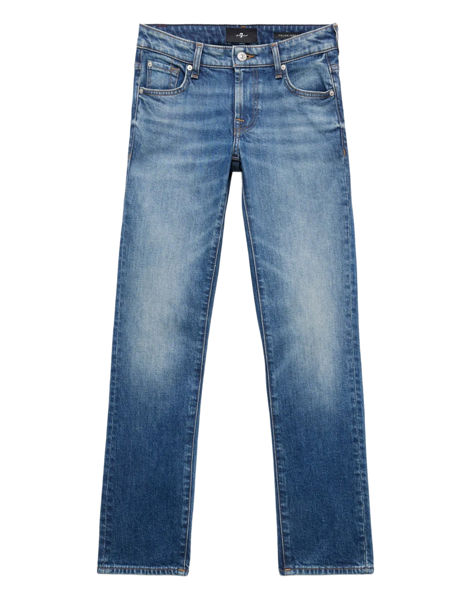7 FOR ALL MANKIND Jeans Low Cigarette a Vita Bassa in Denim Blue Core
