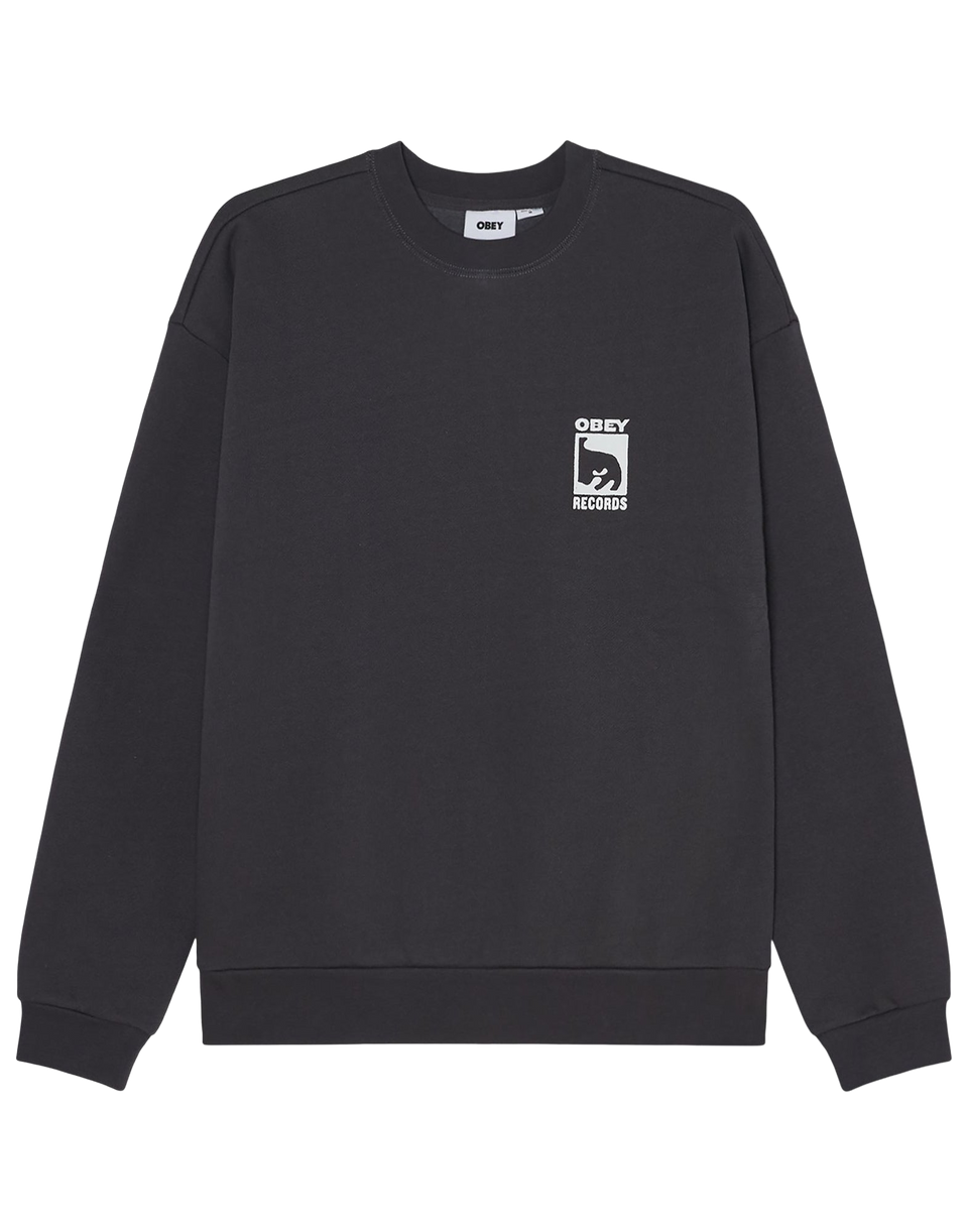 OBEY Felpa Records Extra Heavy Girocollo Vintage Black