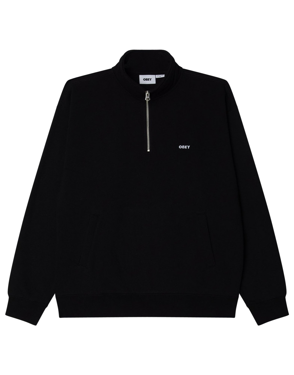 OBEY Felpa Established Works Bold con Mezza Zip Nero