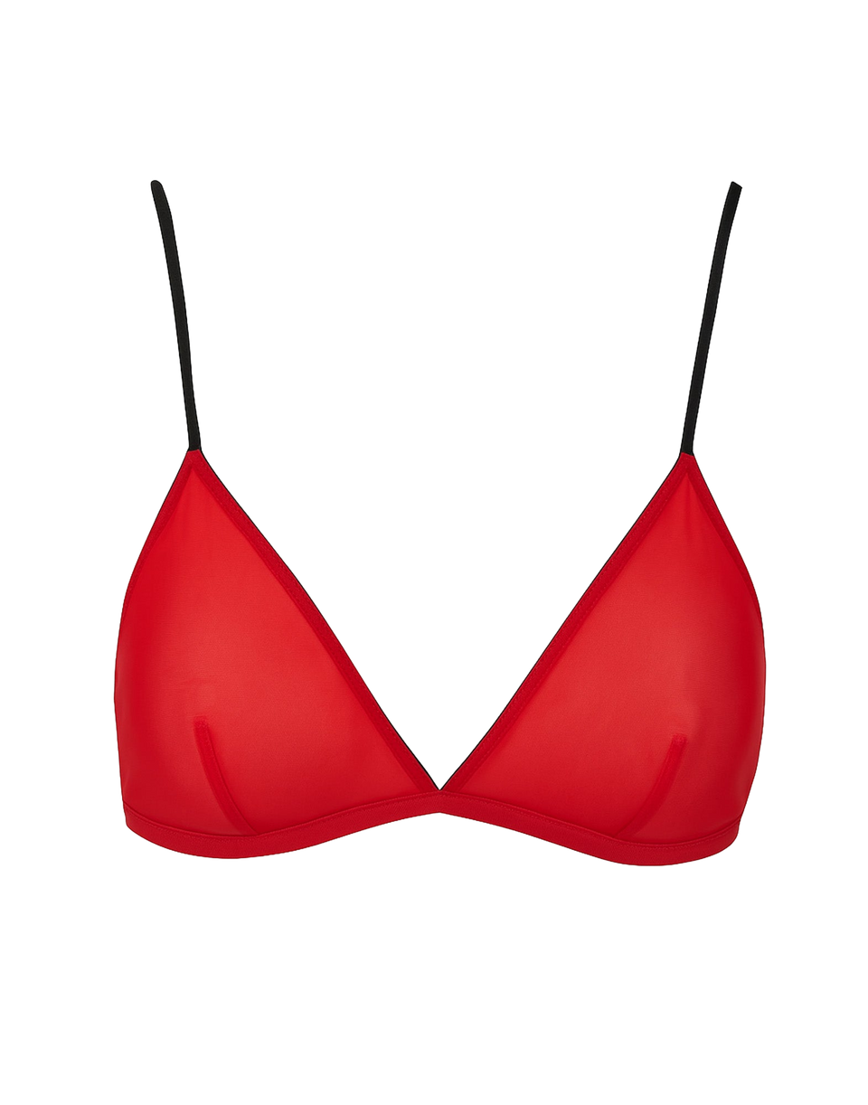 DOUUOD Reggiseno a Triangolo in Tulle Elasticizzato Rosso