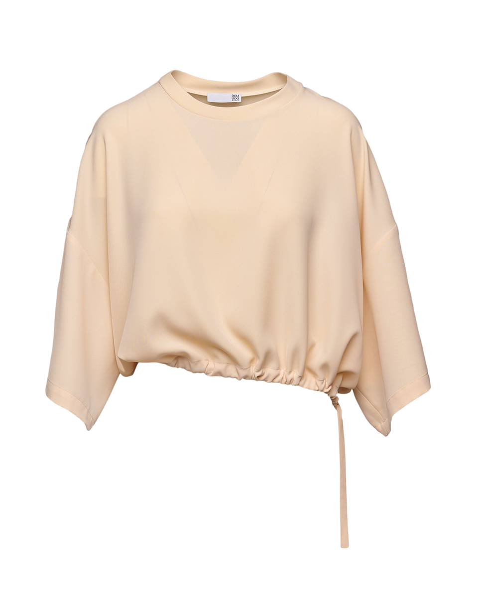DOUUOD Blusa Girocollo in Cady Fluido Vaniglia