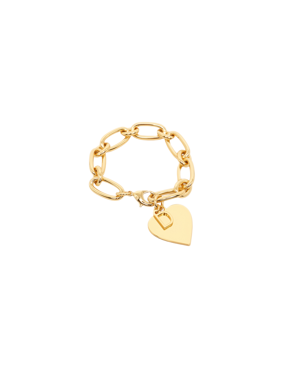DOUUOD Bracciale a Catena con Cuore e "D" Pendenti Oro