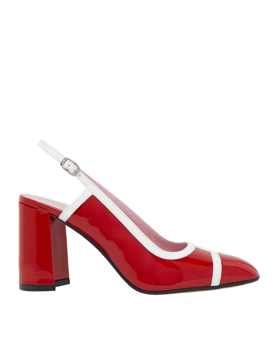 CAREL Slingback Alizee in Vernice Rossa e Bianca