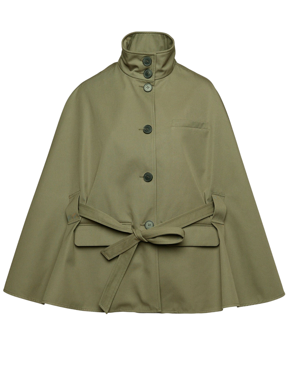 DOUUOD Cappa a Ruota in Tecno Coat Water Repellent Militare