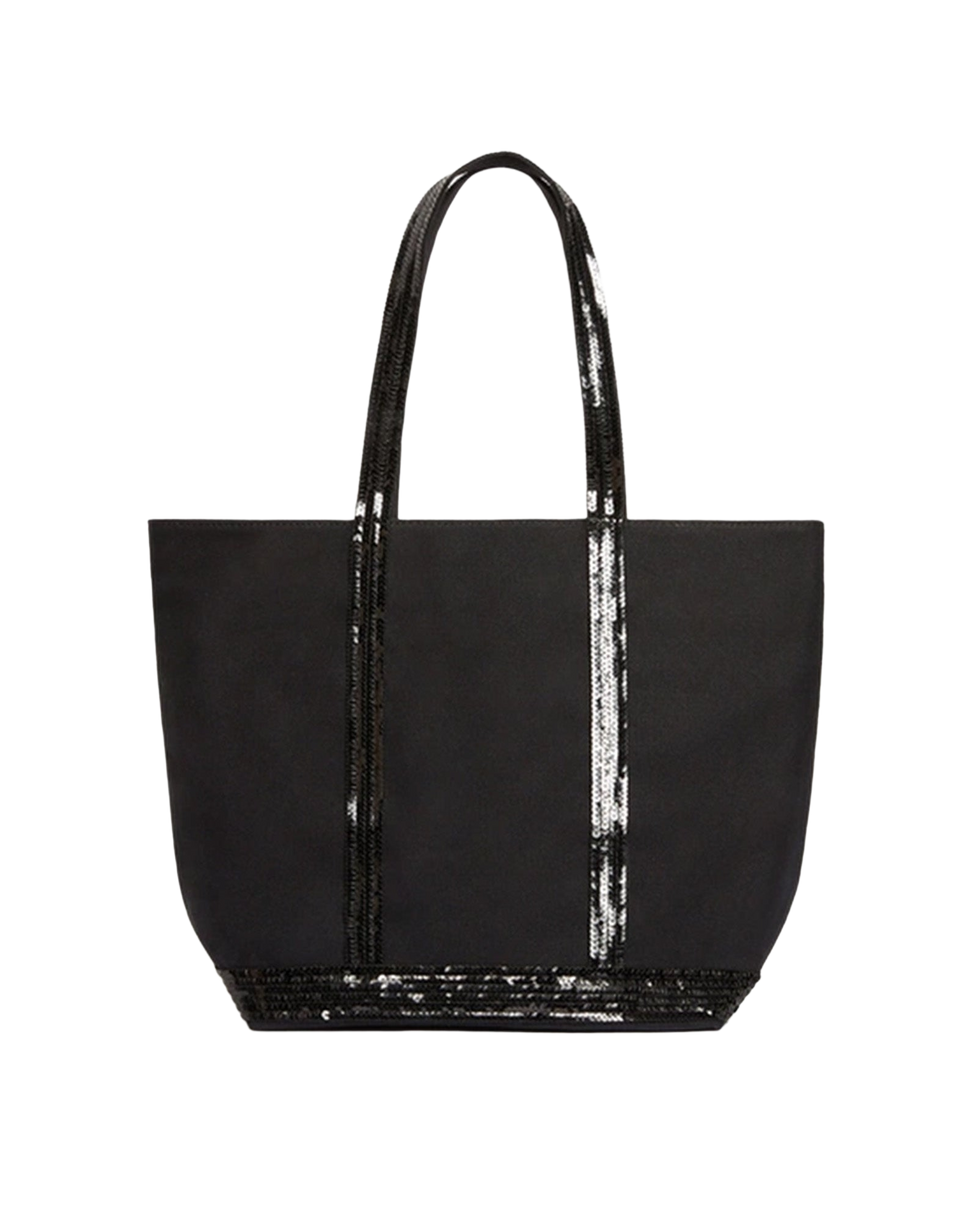 VANESSA BRUNO Cabas M en toile zippé à paillettes Noir