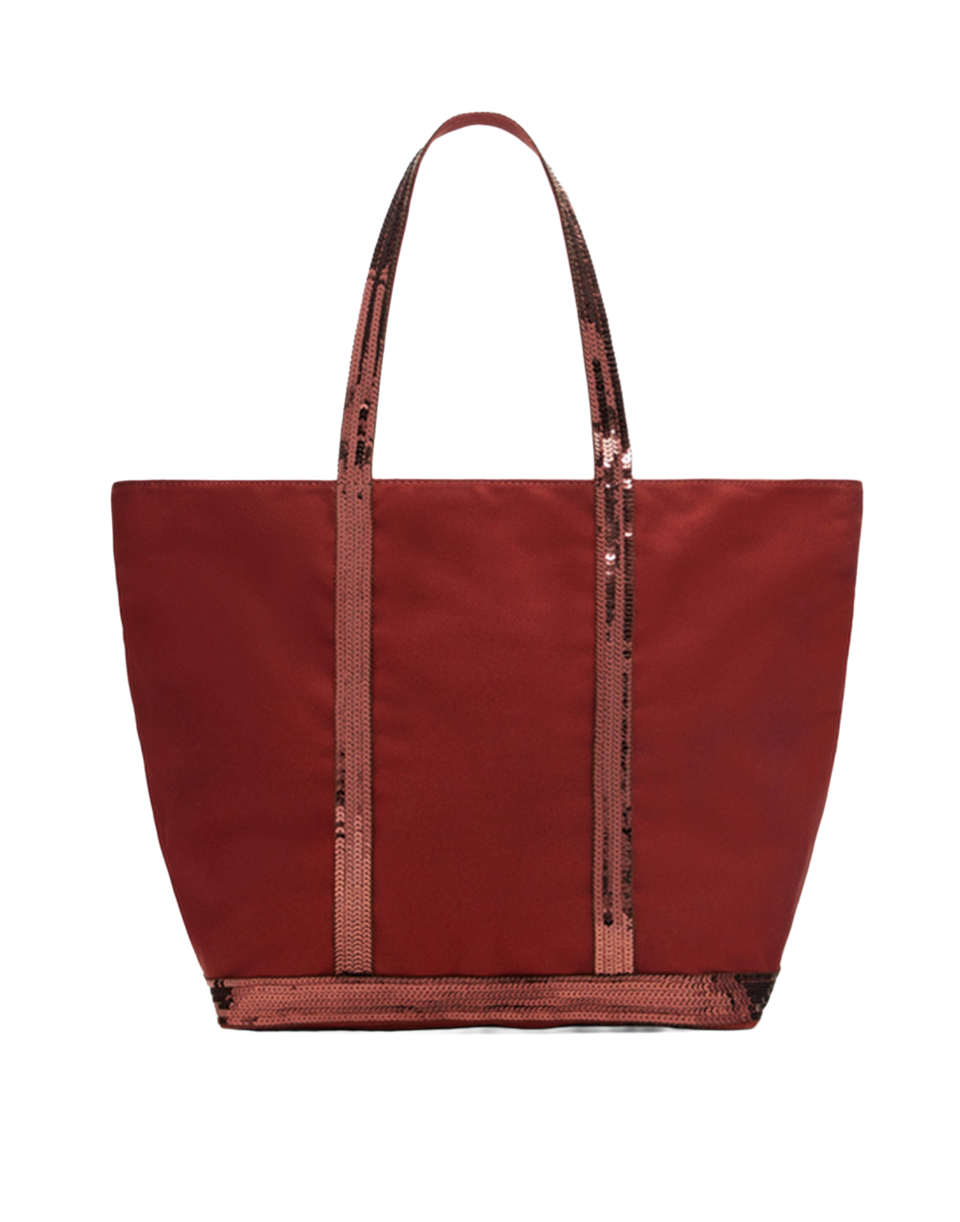 VANESSA BRUNO Cabas L en toile avec zip et paillettes Terre
