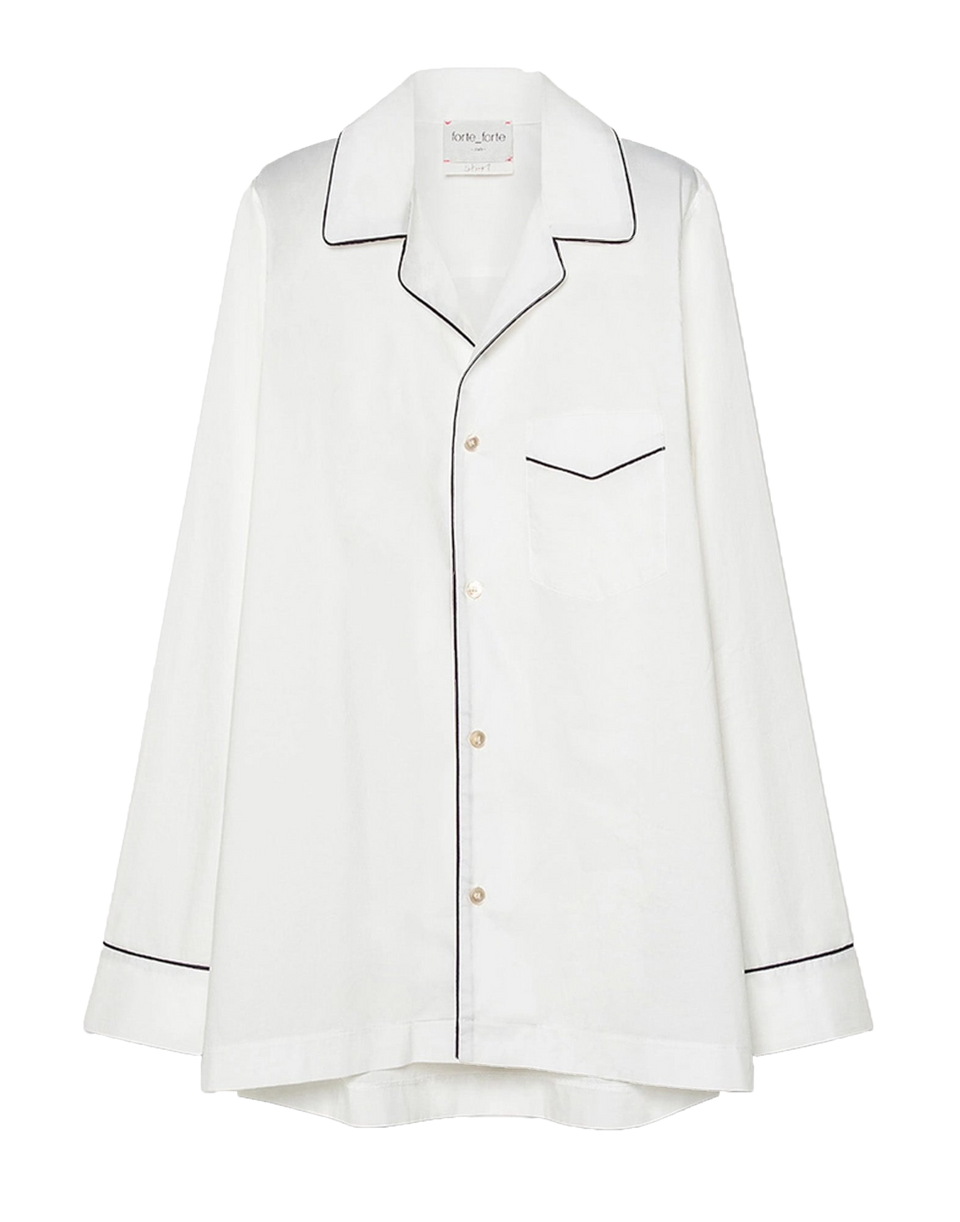 FORTE FORTE Chemise Pyjama Chic en Popeline Blanc