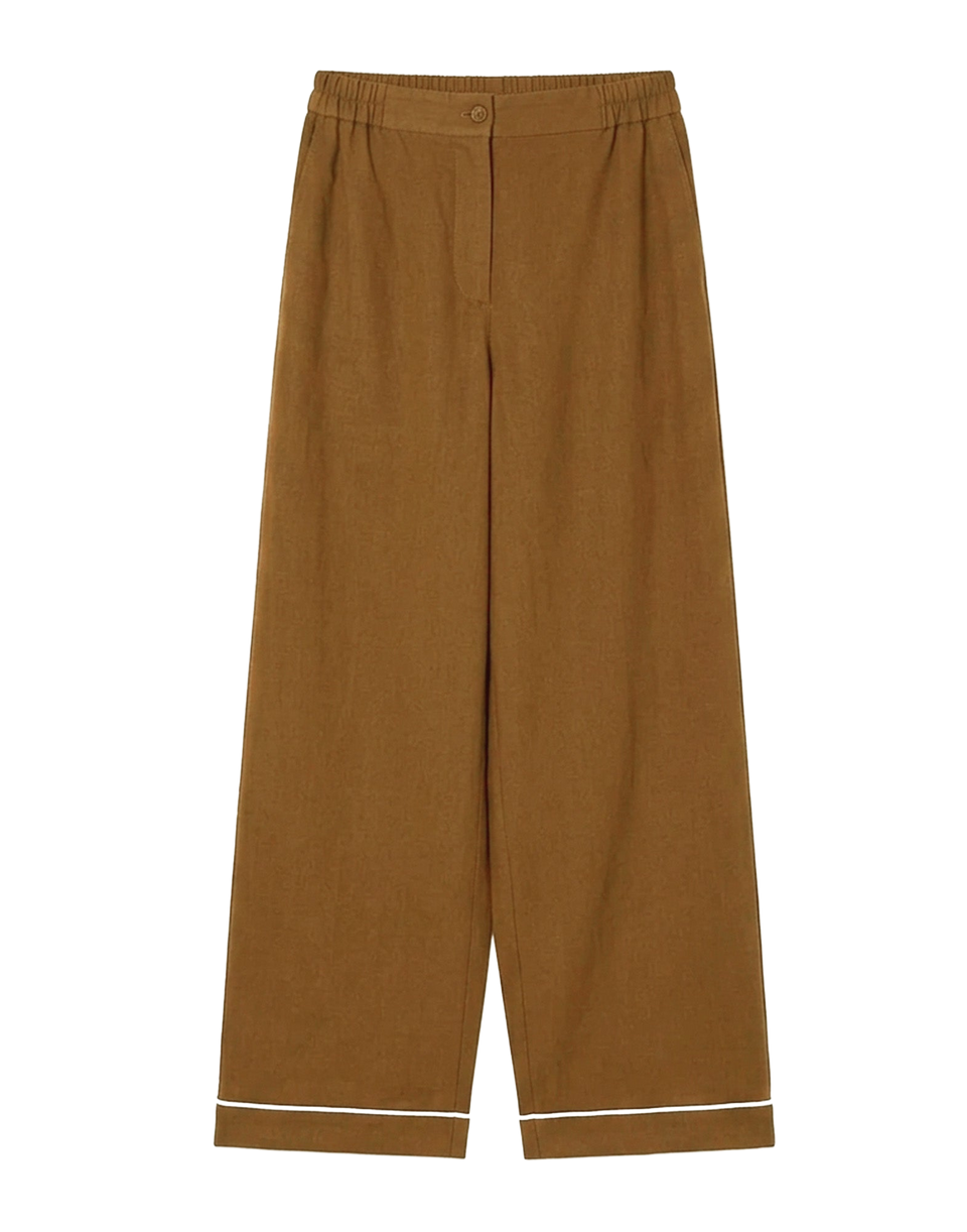 Pantalon de pyjama chic en popeline chocolat FORTE FORTE