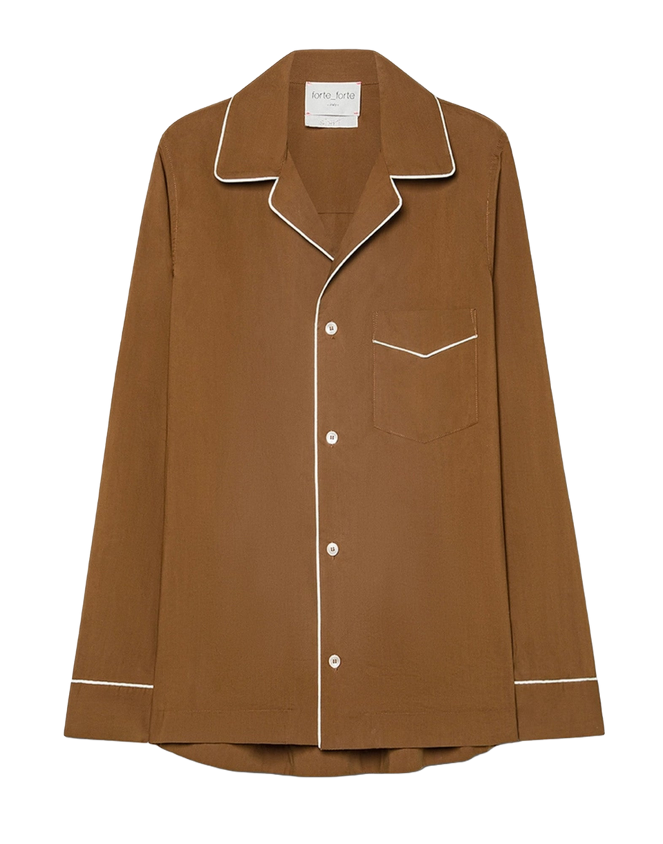FORTE FORTE Chemise Pyjama Chic en Popeline Chocolat