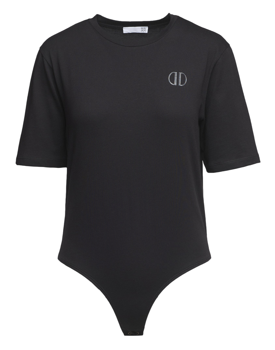 DOUUOD Body à manches courtes en coton logo DD noir