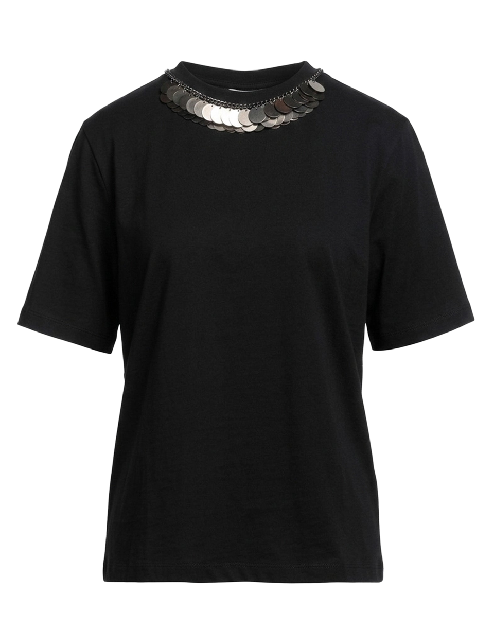 T-shirt à manches courtes DOUUOD avec collier à sequins noir