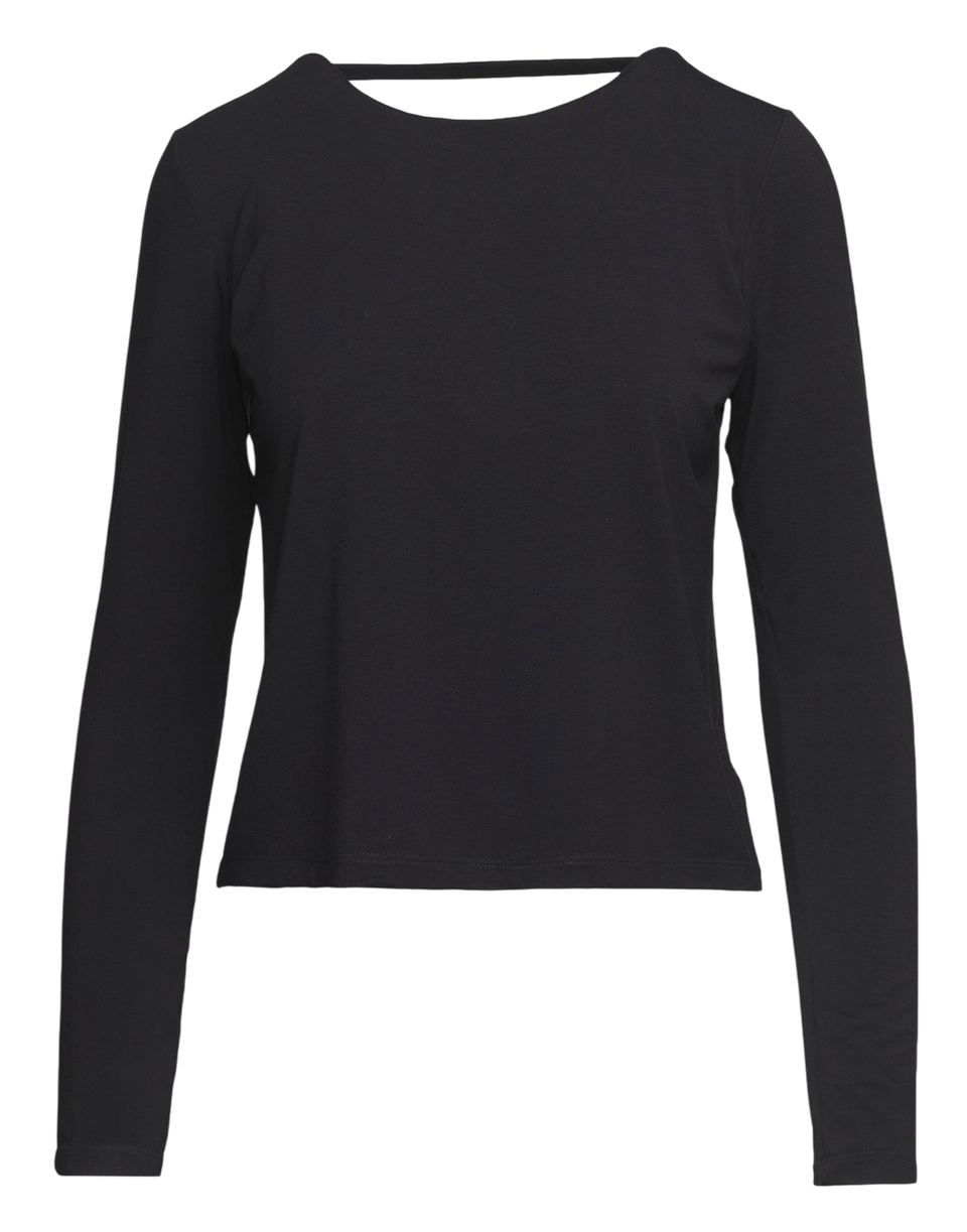 T-shirt manches longues à dos nu en bambou noire DOUUOD