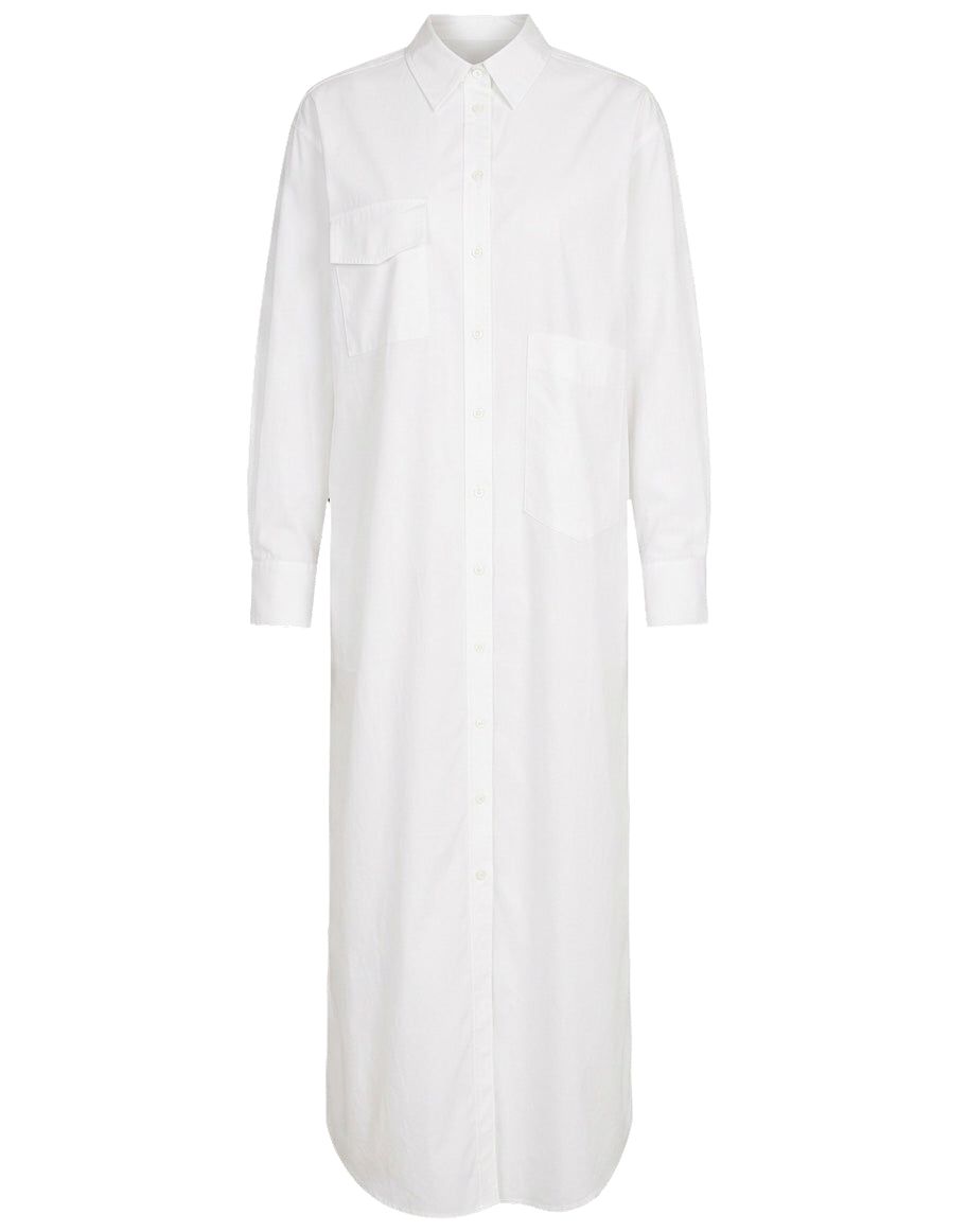 DOUUOD Abito Chemisier in Popeline di Cotone Off White