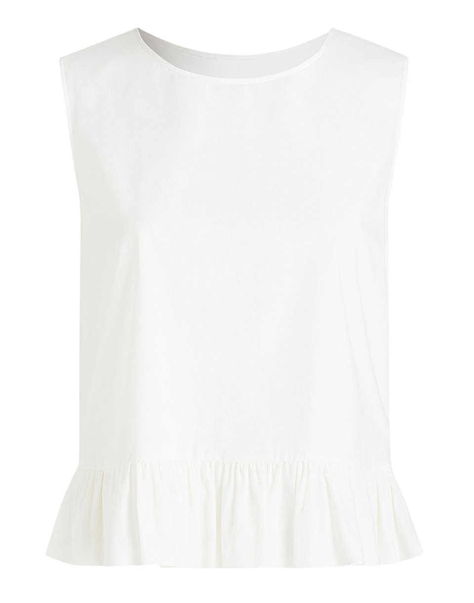 DOUUOD Top Peplo in Popeline di Cotone Off White