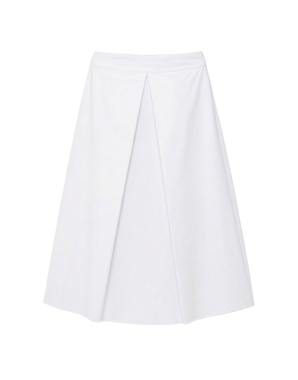 DOUUOD Gonna Midi a Pieghe in Popeline di Cotone Off White