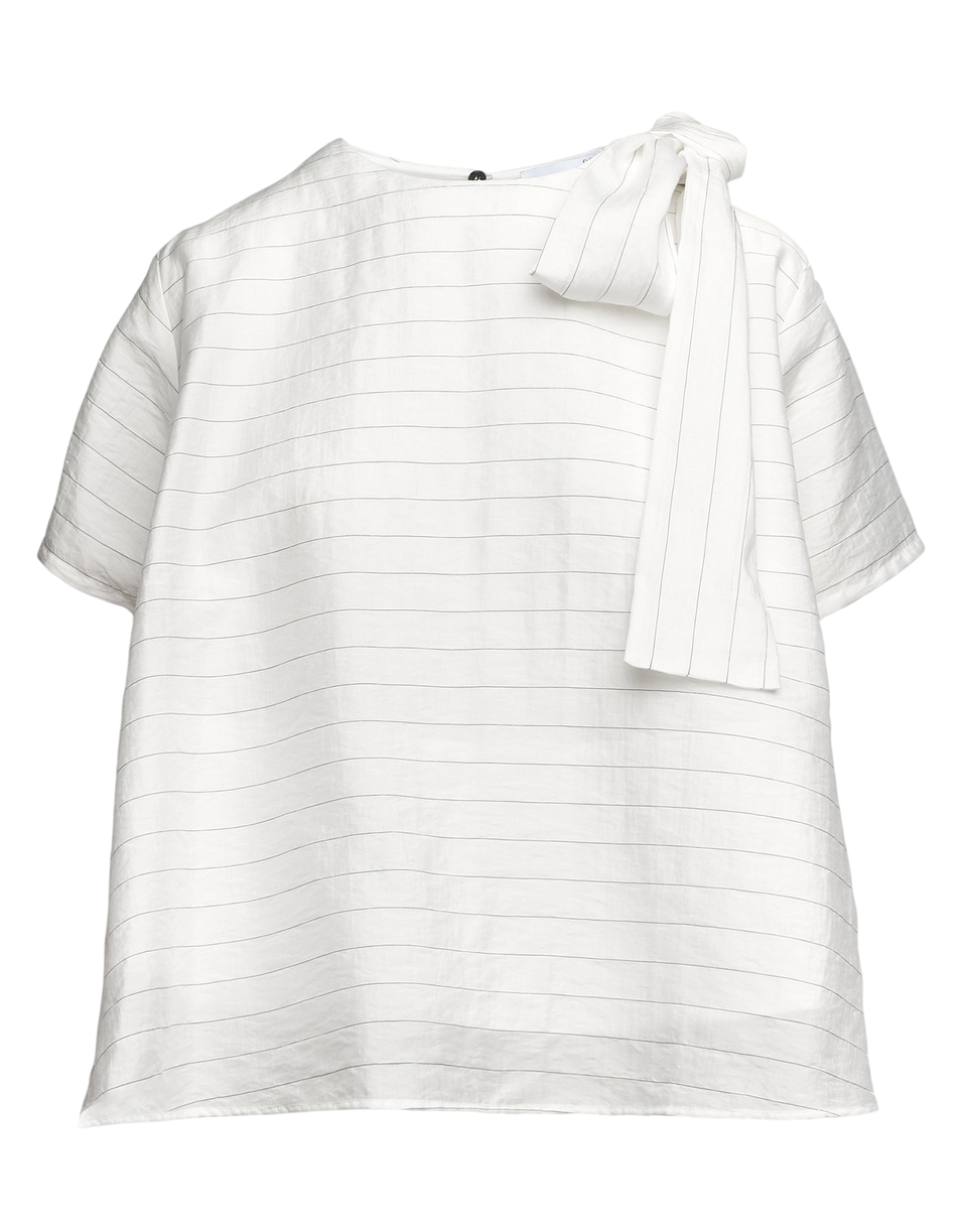 DOUUOD Blusa Girocollo in Gessato Lyocell