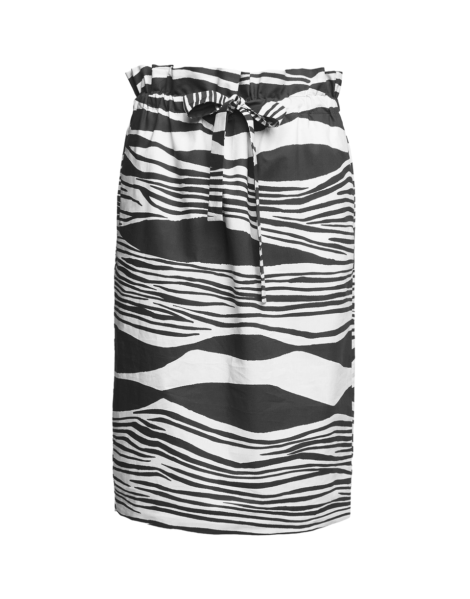 DOUUOD Gonna a Tulipano In Popeline di Cotone Stampa Africa Off White/Nero