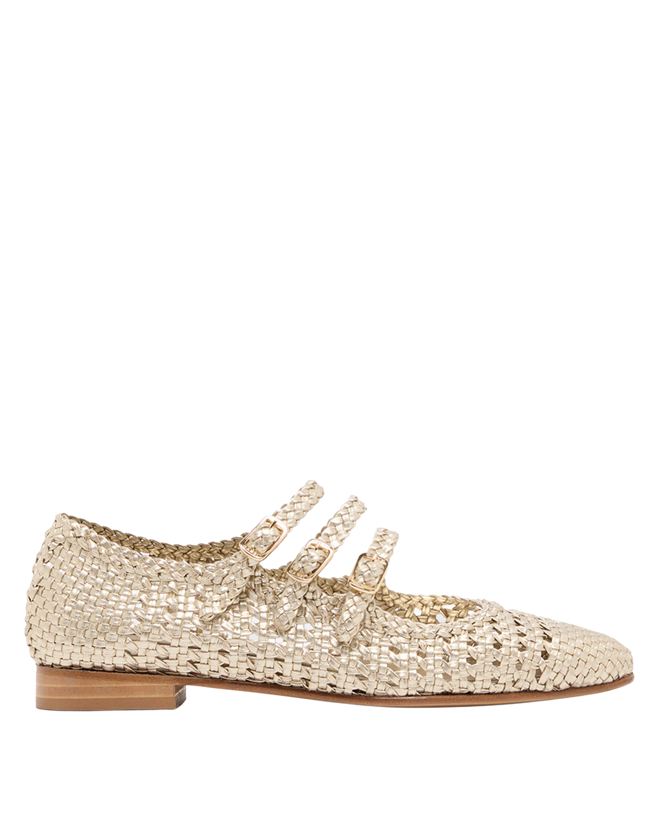 CAREL Ariana Ballerine in Pelle Intrecciata Platinum