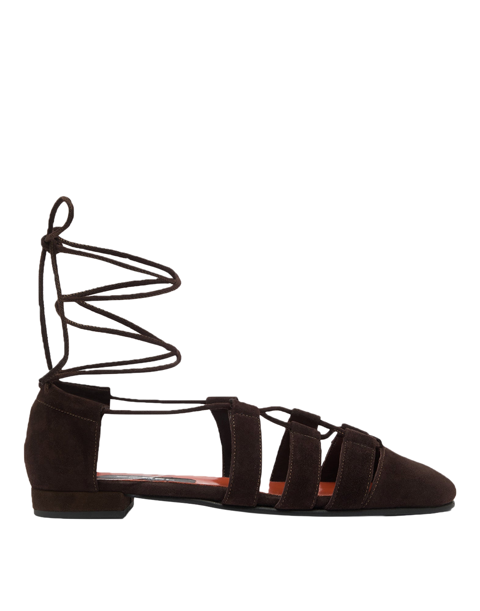 CAREL Calipso Sandali Ghillies in Suede Tan