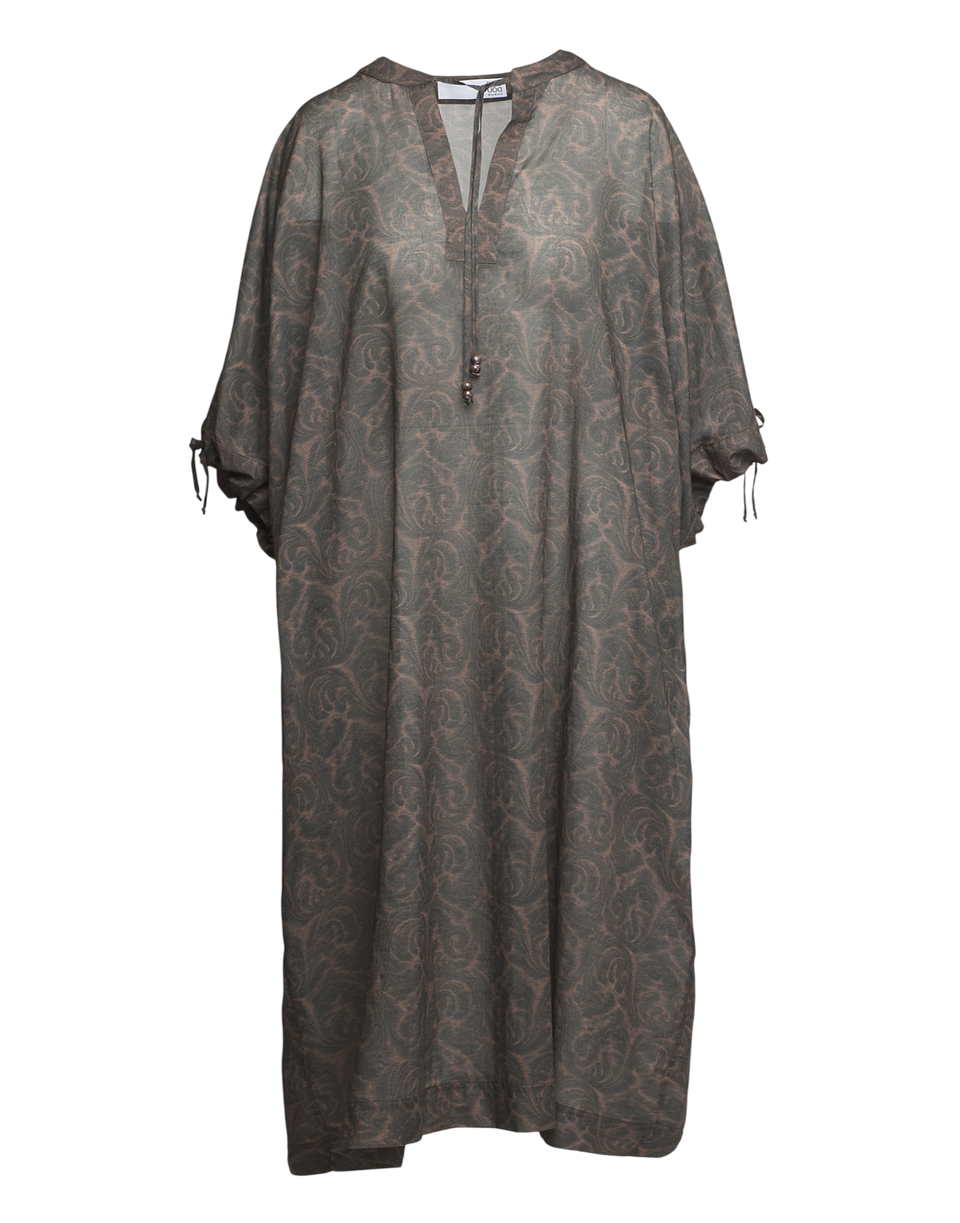 DOUUOD Caftano Kimono in Mussola Stampa Cashmere Ghisa