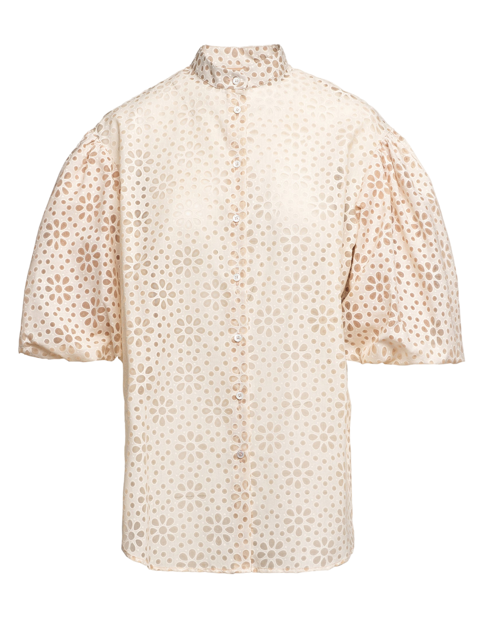 DOUUOD Camicia Coreana con Manica Baloon in Daisy Devorè Cipria