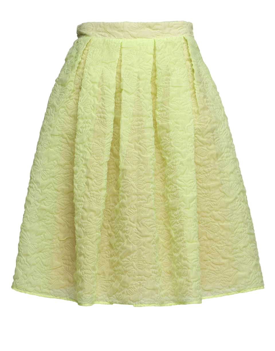 DOUUOD Gonna Midi in Butterfly Cloqué Lime