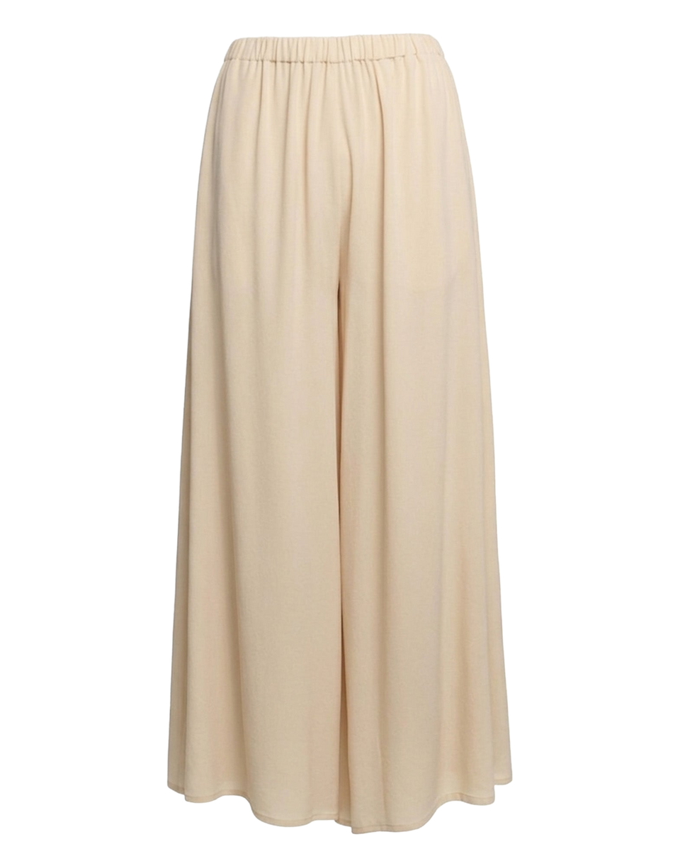 DOUUOD Pantaloni Wide-Leg in Crepe de Chine Sabbia