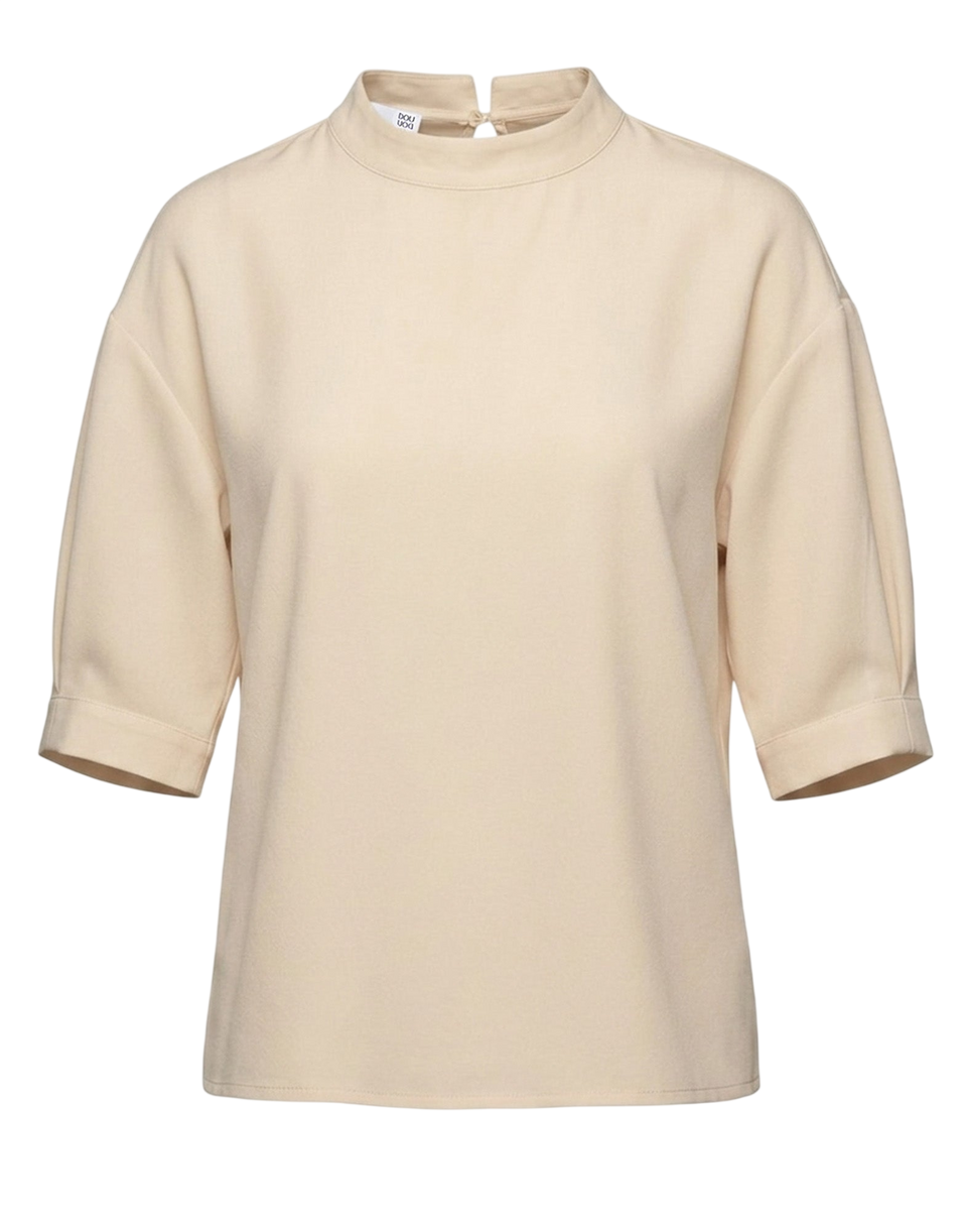 DOUUOD T-shirt in Crepe de Chine Sabbia