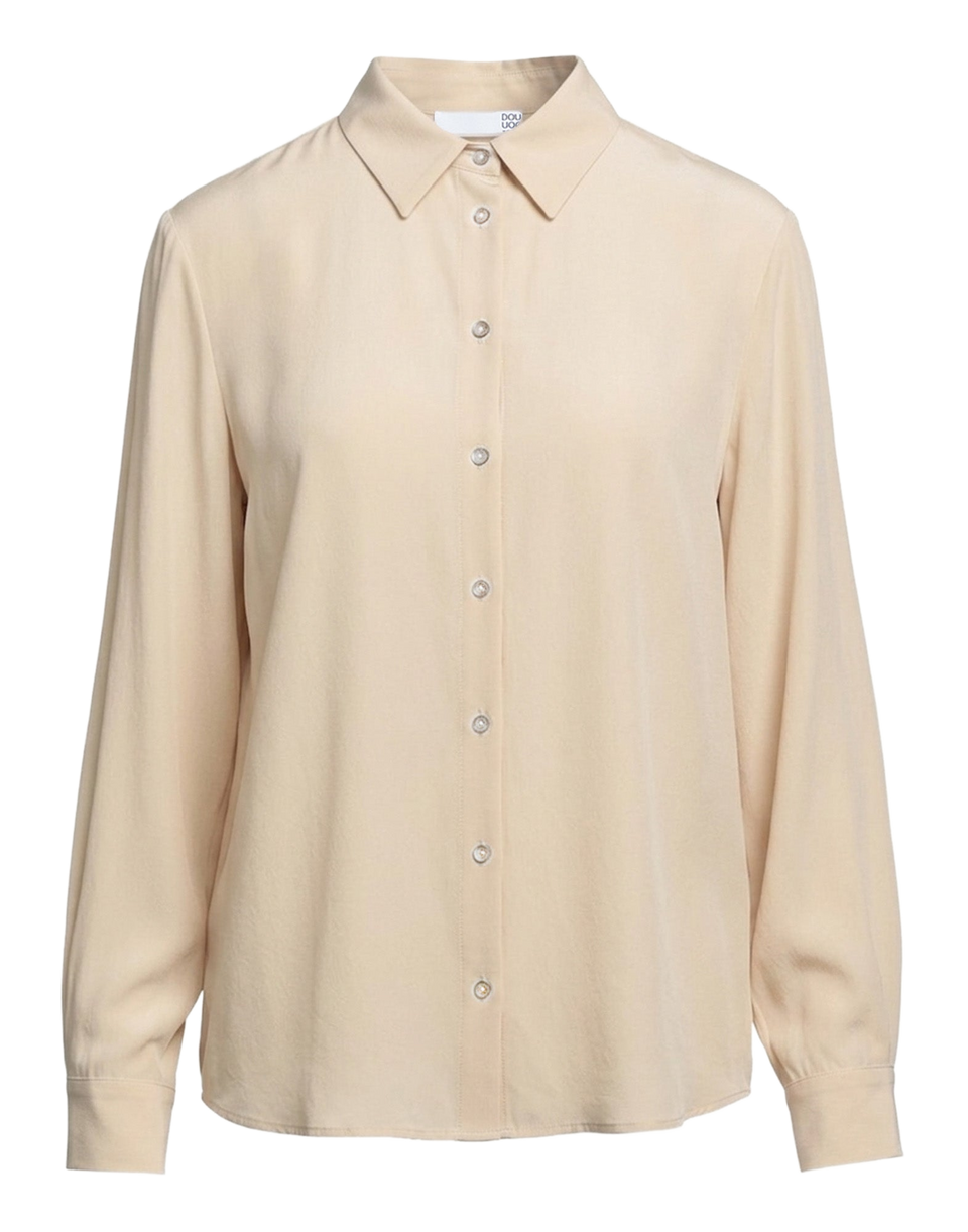 DOUUOD Camicia a Uomo in Crepe de Chine Sabbia