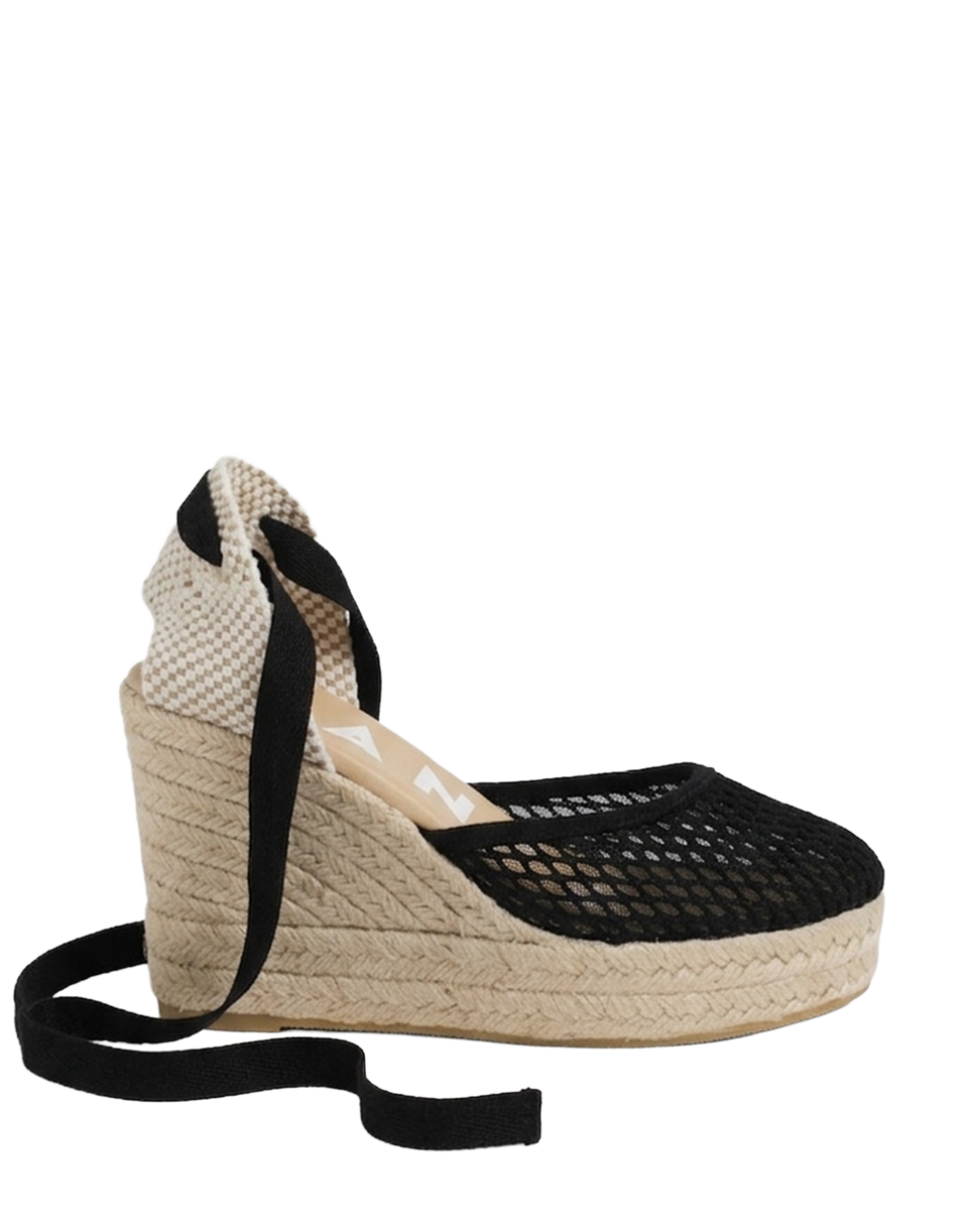 MANEBI Espadrillas con Zeppa in Corda Black