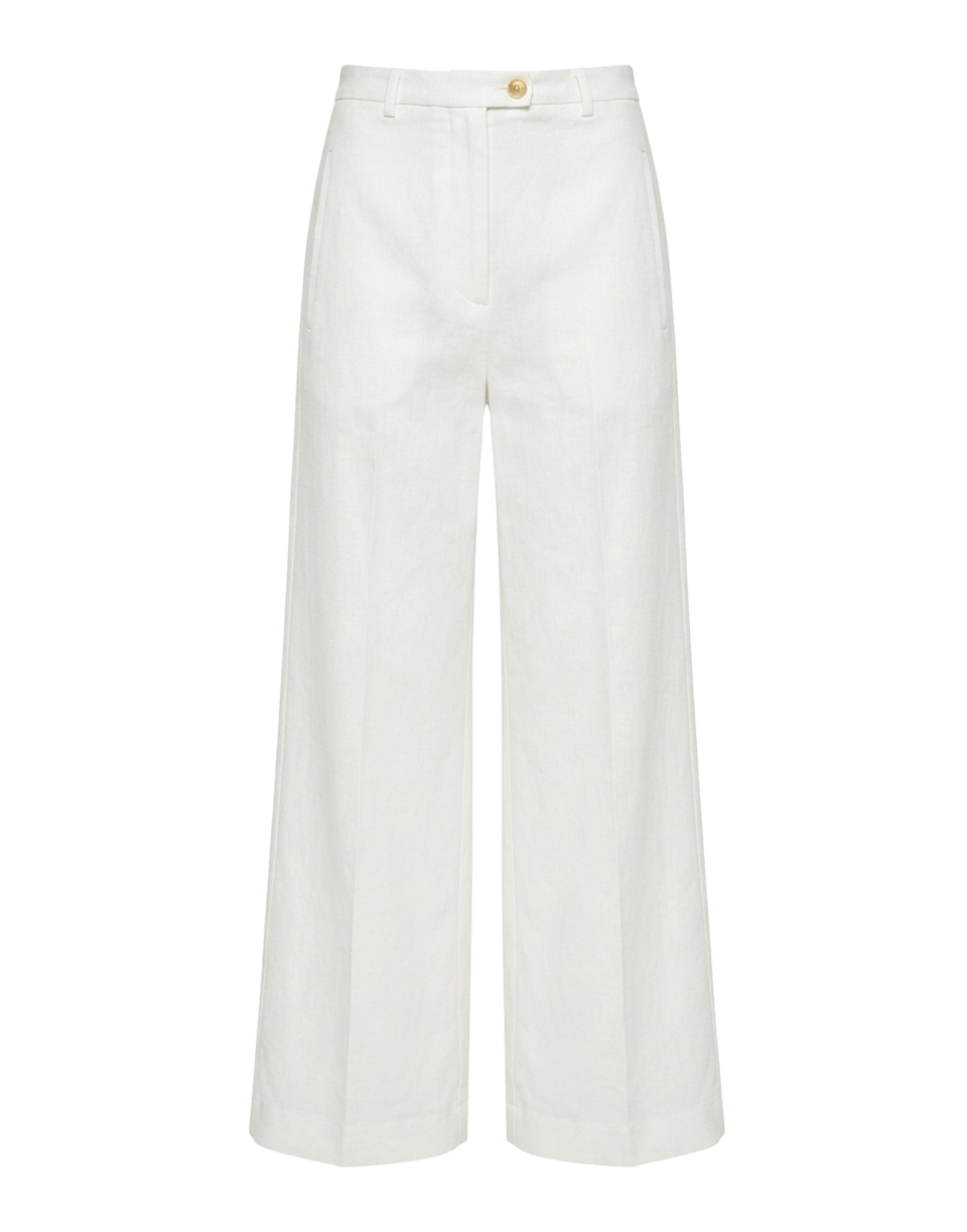 DEPARTMENT FIVE Pantaloni Wide Leg in Cotone Lino Avorio