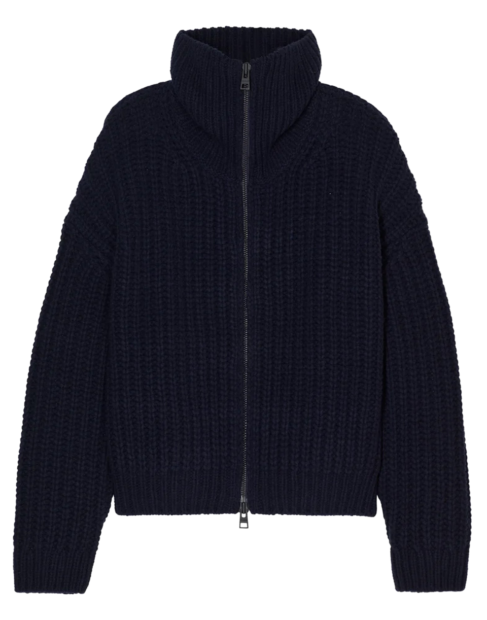 CLOSED Cardigan in Pura Lana con Zip Blu