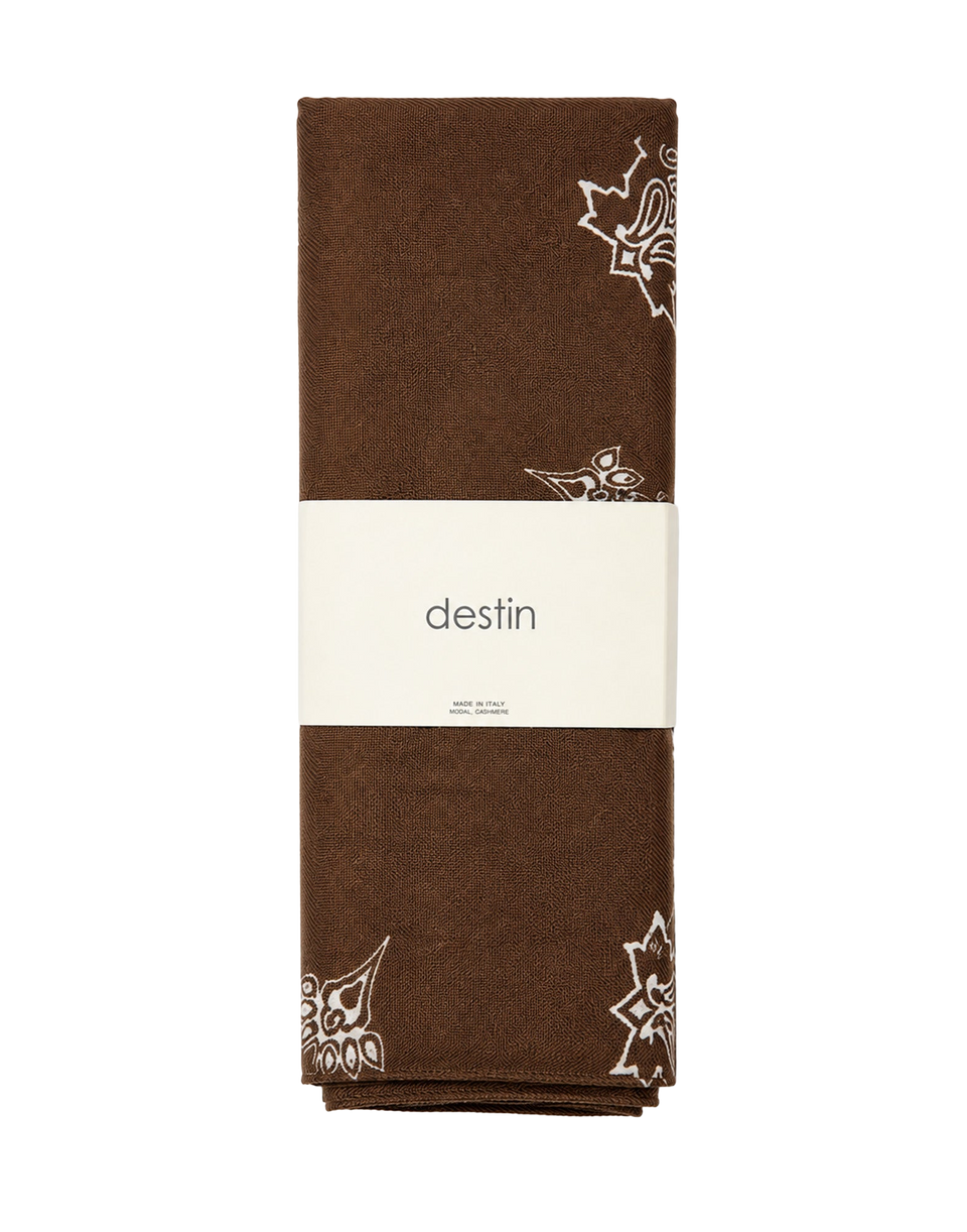 DESTIN Foulard Triangle en Laine Double-Face Marron
