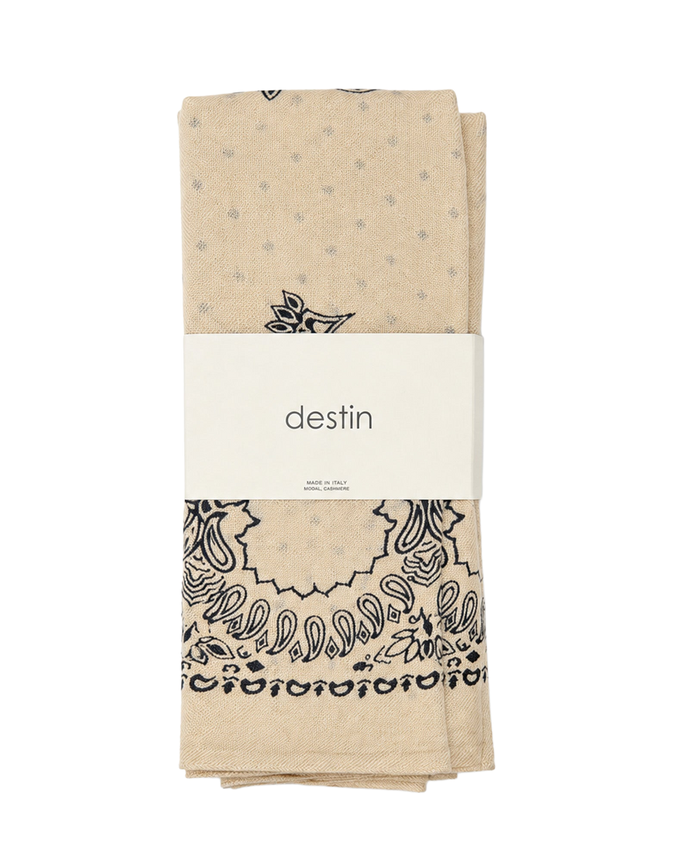 DESTIN Foulard triangulaire en laine double face crème