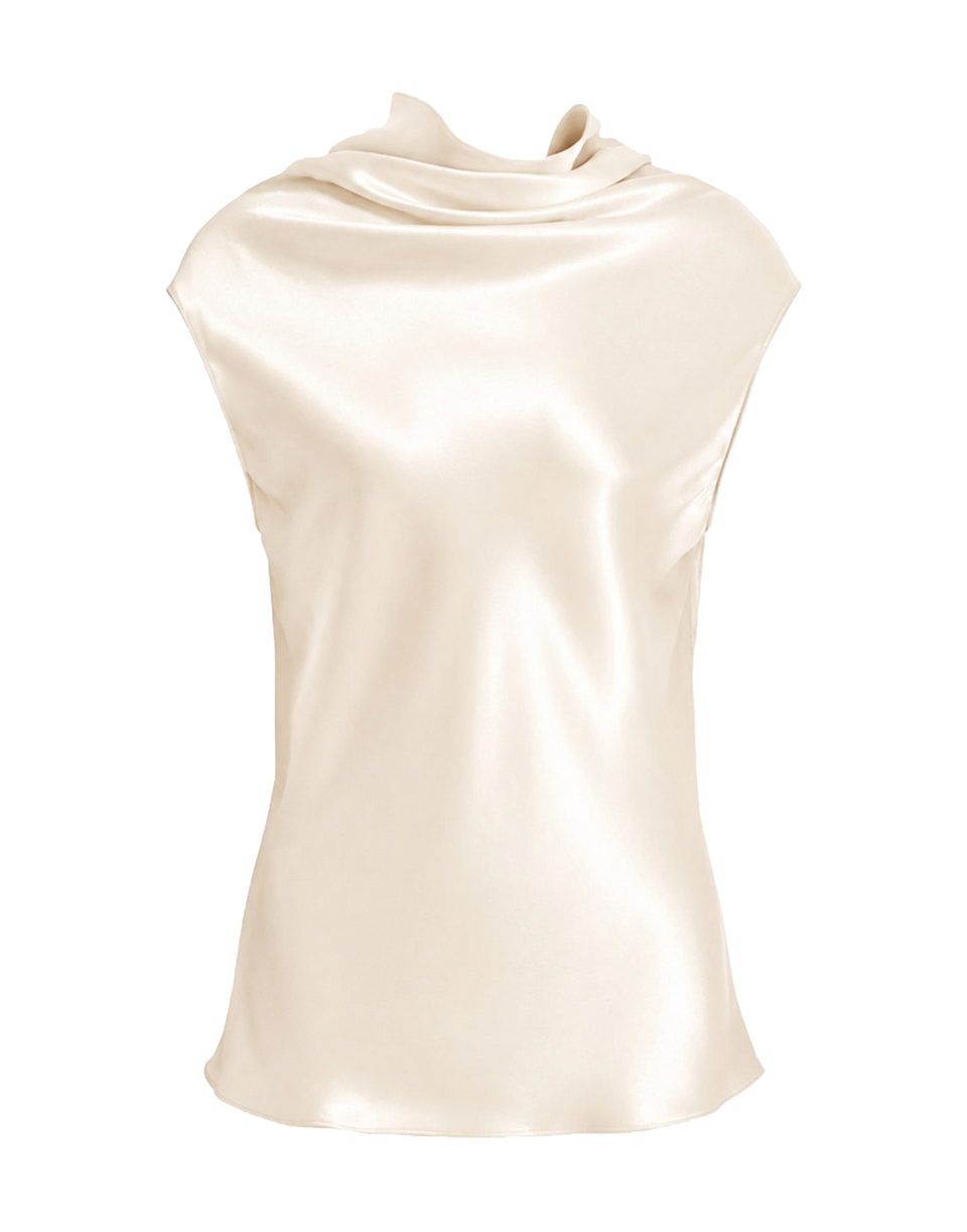 ALBERTA FERRETTI Top in Raso con Scollo Fluido Avorio