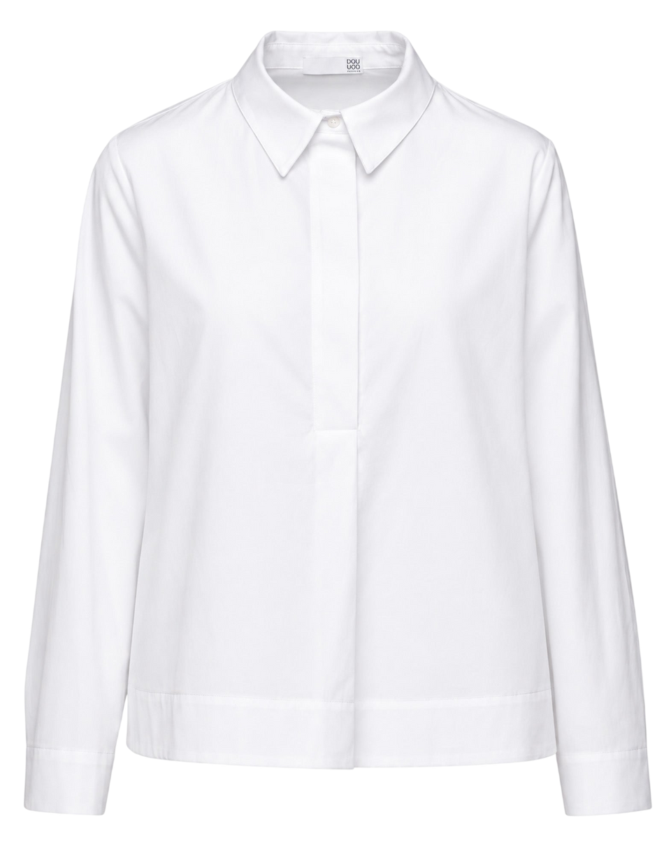 DOUUOD Camicia a Polo con Linea ad A Bianca
