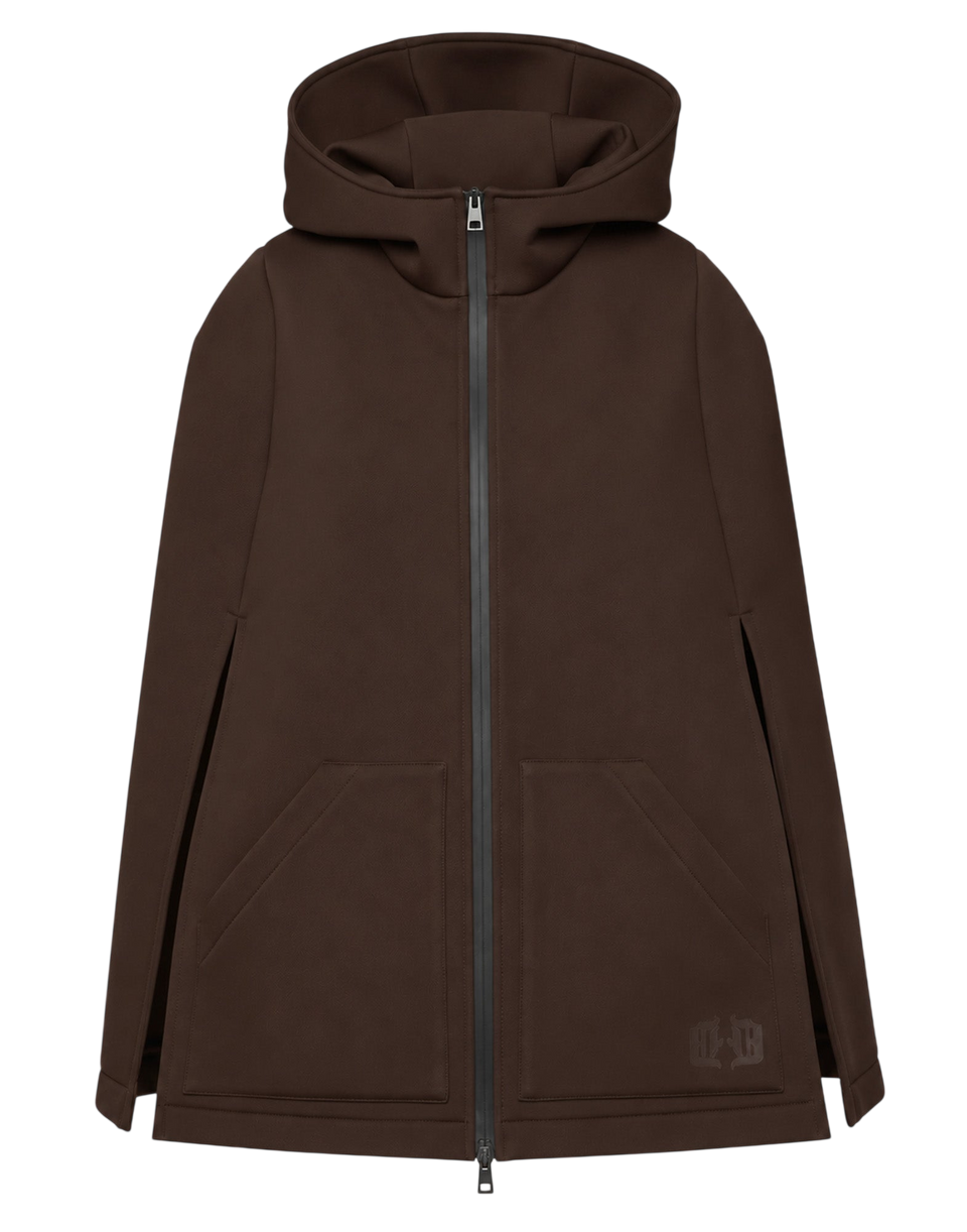 DOUUOD Mini Cappa con Cappuccio e Zip Spalmata Ciocco